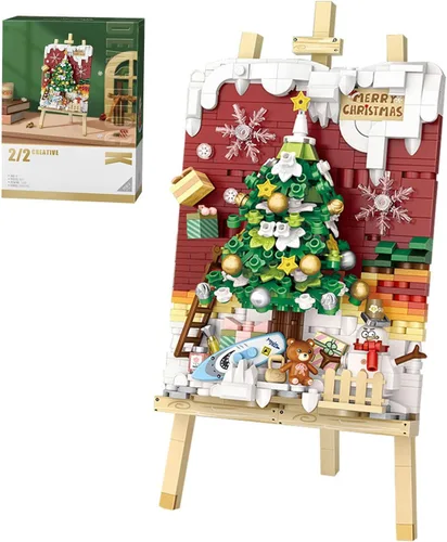 Vista 8 de Mini juego de bloques de pintura 3D de trineo de construcción, 646 piezas, kit de modelo de construcción de estereógrafo creativo, juguete