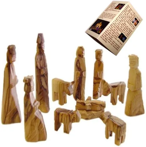 Vista 4 de Holy Land Market Juego de pesebre infantil de madera de olivo, 12 piezas, 3