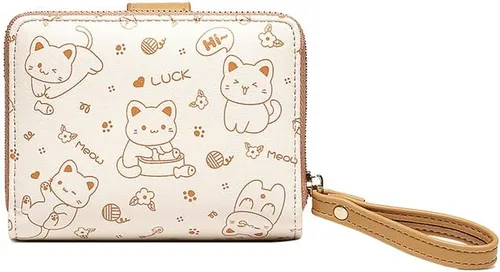 Vista 6 de Wytidian Carteras de gato para niñas, bonita cartera pequeña de piel sintética con tarjetero con ventana de identificación para mujeres y niñas