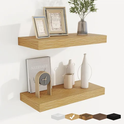 Vista 53 de fuqing Estantes flotantes para pared, estante flotante de madera montado en la pared con soportes invisibles para sala de estar, baño, dormitorio