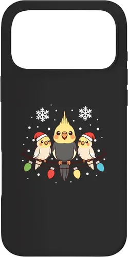 Vista 22 de Bird Cockatiel Holiday Trio Perched Cartoon Cheer Case for iPhone 16