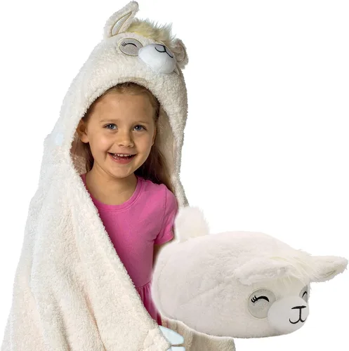 Vista 5 de Manta con capucha de tiburón para niños, manta de viaje con capucha - Bubbles The Shark