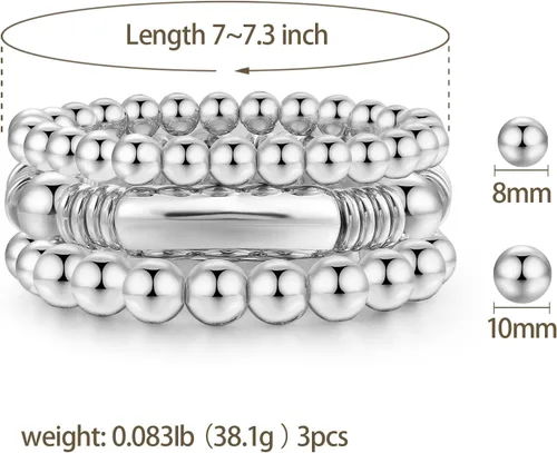 Vista 2 de Brazalete de oro para mujer, grueso, curvado, apilable, chapado en abalorios, pulseras elásticas