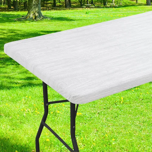 Vista 31 de Smiry Mantel cuadrado para mesa de pícnic, impermeable, elástico, ajustable, para campamento, protector de vinilo con parte trasera de franela Beige