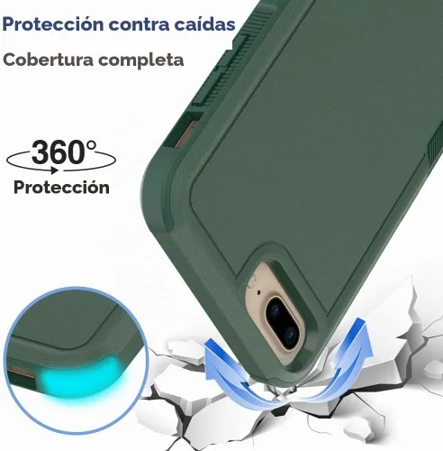 Vista 2 de Funda protectora para iPhone 8 Plus, iPhone 7 Plus de 5.5 pulgadas, a prueba de golpes, resistente y duradera, color verde