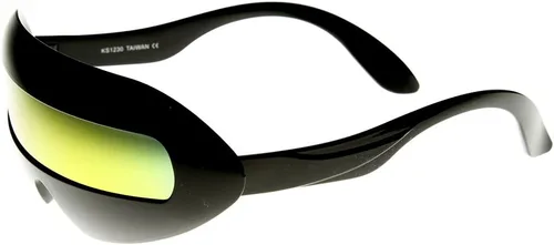 Vista 3 de zeroUV Futuristic Cyclops Neon Shield Color Mirror Lens Wrap Sunglasses