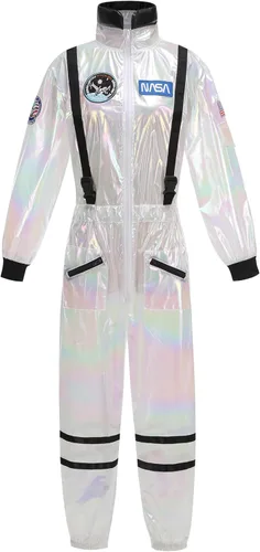 Vista 8 de GRAJTCIN Disfraz de astronauta para mujer, traje espacial brillante para Halloween, disfraz de astronauta