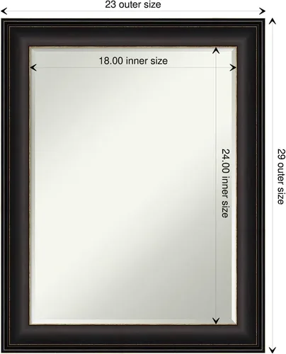 Vista 3 de Amanti Art Espejo de baño de bronce para sobre fregadero, 29 x 23 pulgadas, espejo rectangular de bronce aceitado, marco tradicional medio, se