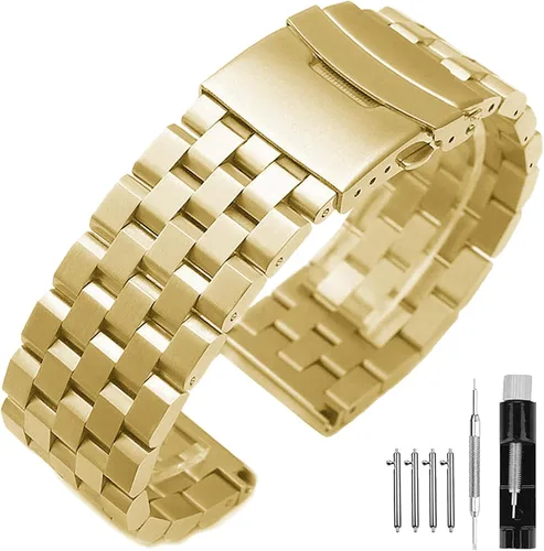 Vista 15 de Correas de reloj de metal cepillado para hombres y mujeres, correa de reloj de acero inoxidable sólido 18/20/22/24/26mm, correa de reloj de pulsera