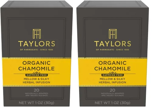 Vista 13 de Taylors of Harrogate Té de hierbas orgánicas de manzanilla, bolsas envueltas individualmente, 20 unidades (paquete de 1), suave, sedoso y suave, sin