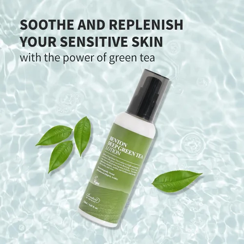 Vista 2 de BENTON Hidratante facial de té verde profundo, 4.05 onzas líquidas Loción facial hidratante de té verde coreano Hidratante calmante