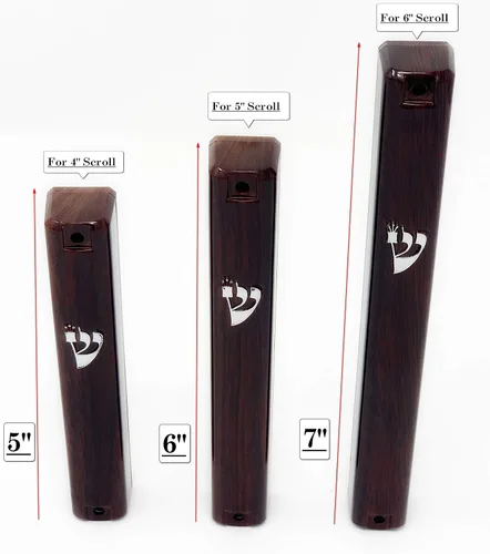Vista 2 de My Daily Styles Funda de plástico para mezuzá de judaica, impermeable, para puerta, para bendición de la casa, patrón de madera marrón