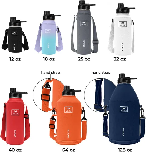 Vista 3 de Botella de agua aislada de acero inoxidable, botella de agua deportiva reutilizable al vacío de doble pared con accesorios de botella gratis