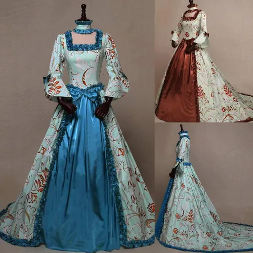 Vista 4 de Disfraz medieval para mujer, vestido victoriano de Marie Antonieta, vestido victoriano del siglo XVIII, vestido de baile medieval de la guerra civil