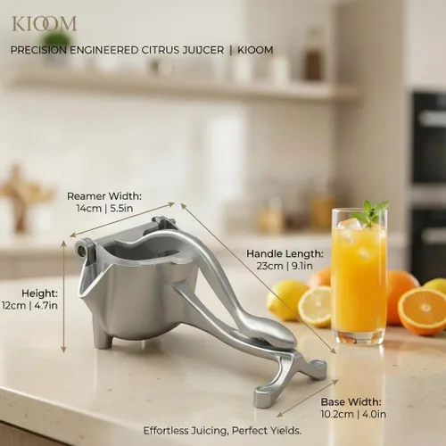 Vista 2 de Exprimidor manual - Exprimidor manual de frutas para naranja, limón, lima y cítricos - Exprimidor de jugo de metal resistente con base antideslizante