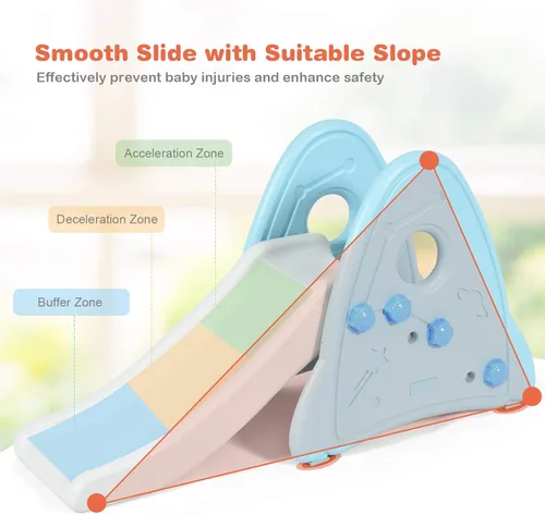 Vista 3 de BABY JOY Tobogán para niños, juego independiente de mini tobogán escalador para uso en interiores y exteriores, juego de juguete para niños