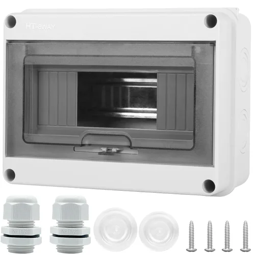 Vista 13 de Caja de Protección de Distribución Impermeable, Caja Eléctrica de Disyuntores de Plástico ABS y Cubierta Transparente IP65, para Disyuntor de Pared