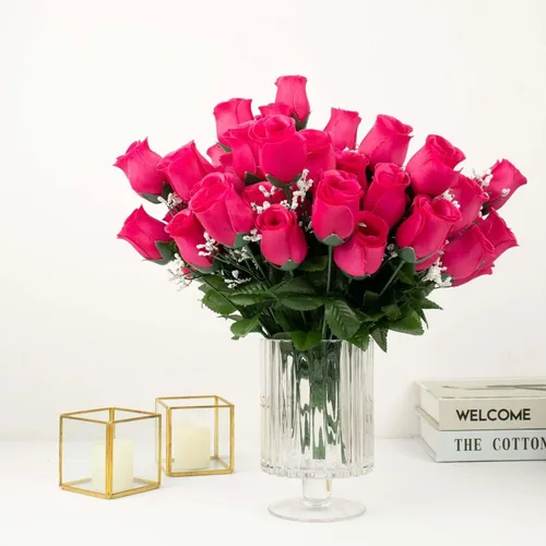 Vista 7 de Efavormart - 12 arbustos Ramos de flores artificiales de seda prémium color fucsia