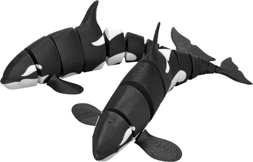 Vista 6 de Ballena Orca flexible Ballena impresa en 3D Ballena de juguete Mini Orca Juguete para niños Cuerpo articulado (una ballena)