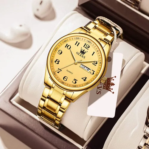 Vista 7 de OLEVS Men's Luxury Stainless Steel Watch Large Face Day Date Waterproof dorado (All Gold)