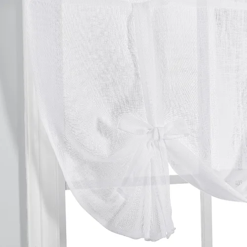 Vista 3 de Pony Dance Cortinas de ventana de baño, pantalla con lazo para dormitorio, filtro de luz, semitransparente, cortinas romanas elegantes para Blanco