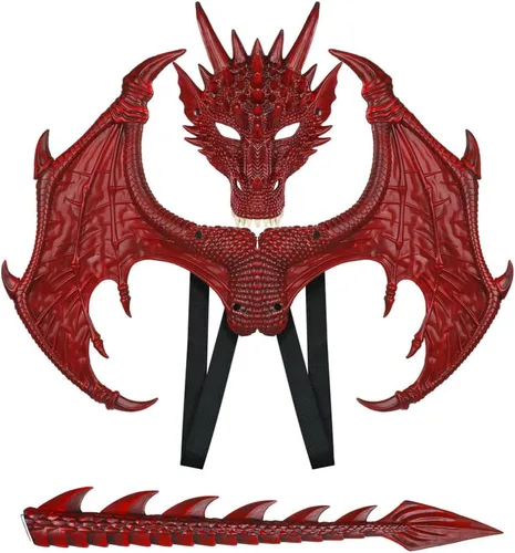 Vista 3 de Himine Alas de dragón Props Cosplay Wing con máscara de cola