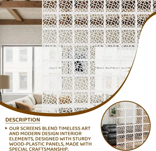 Vista 3 de 24 piezas de PVC para colgar habitaciones, paneles de patrón de tallado de flores, panel decorativo de pared, divisor de habitación, panel