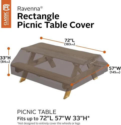 Vista 12 de Classic Accessories Ravenna - Mantel rectangular resistente al agua, 72 x 57 x 33 pulgadas