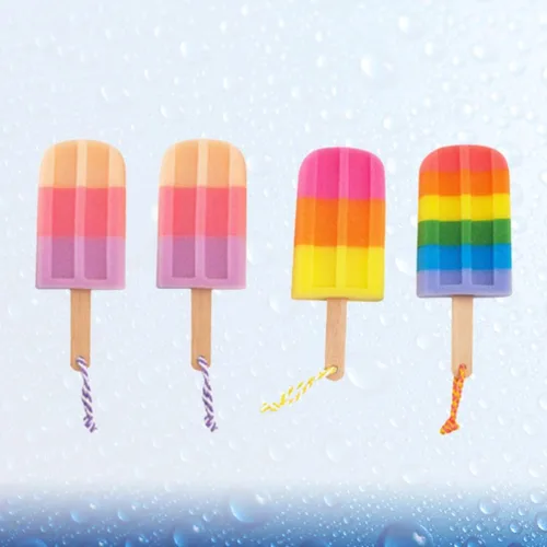 Vista 9 de Esponja de baño, 4 piezas de helado para ducha, cuerpo esponjoso, esponja para niñas (color aleatorio)