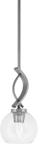 Vista 148 de Toltec Lighting Cavella Stem Colgado Mini colgante, acabado grafito, vidrio de muselina blanca de 4 pulgadas