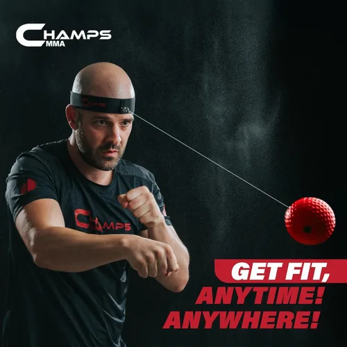 Vista 6 de Champs MMA Boxing Reflex Ball Set with Punch Counter App – Hand-Eye Coordination & Speed Training Kit