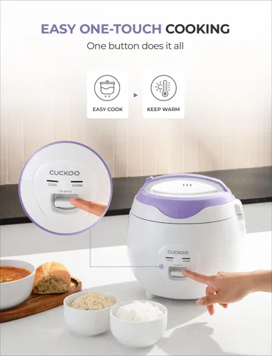 Vista 6 de CUCKOO Arrocera básica de 6 tazas (sin cocinar) / 12 tazas (cocidas), arrocera versátil con olla interior antiadherente, fácil de usar