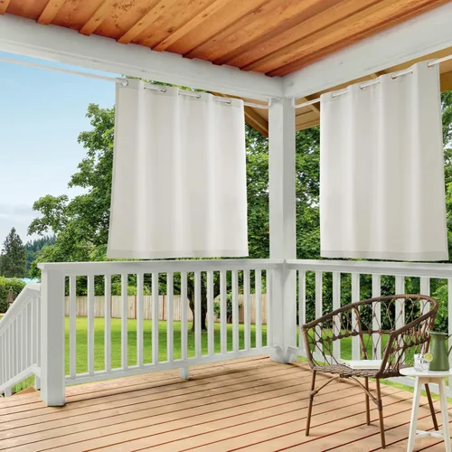 Vista 42 de Town & Country Basics Cabana - Cortinas pesadas para interiores y exteriores, opacidad de filtrado de luz con ojales en la parte superior, repelente