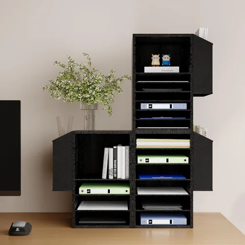 Vista 6 de Unionly, Ranura de almacenamiento de papel de organización de literatura, organizador de archivos de escritorio de oficina, buzón de madera