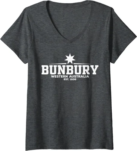 Vista 5 de Camiseta Bunbury Australia con cuello en V, Negro