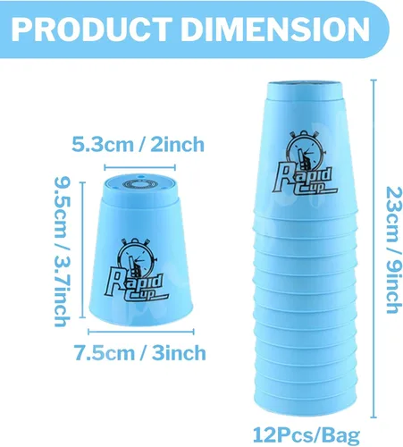 Vista 6 de Lancisism Juego de 48 tazas de apilamiento rápido, material sin BPA, juego de tazas apilables de entrenamiento deportivo, juego familiar clásico