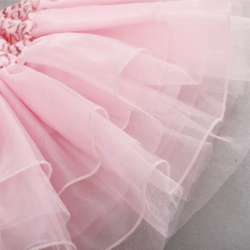 Vista 5 de IDOPIP Vestido de ballet con lentejuelas y un hombro para niñas pequeñas, tutú con volantes, falda de bailarina, 3-10 años