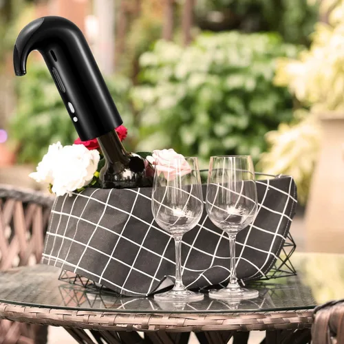 Vista 5 de Aireador de vino eléctrico - Decantador portátil de un solo toque y bomba dispensadora para vino tinto y blanco, oxidante automático