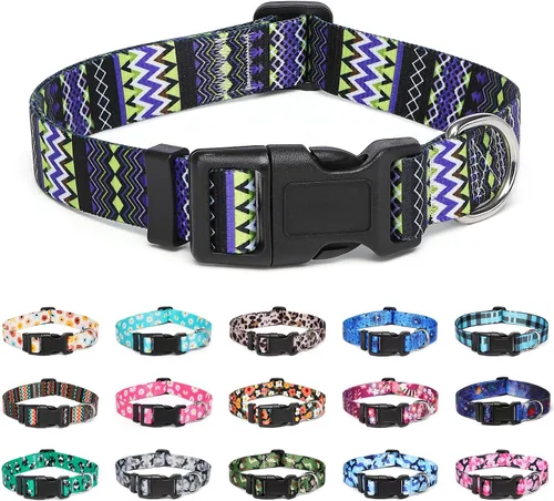 Vista 8 de Collar ajustable para perro con patrones, ultra cómodo, de nailon suave, transpirable, para perros pequeños, medianos y grandes (S, flecha)