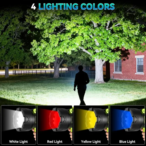 Vista 5 de Foco recargable, 2000000 lúmenes, linterna LED súper brillante, luces de punto de larga duración impermeables, luz de punto de mano al aire libre