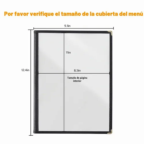 Vista 4 de 2 piezas de fundas de menú de 8.5 x 11 pulgadas, soporte para menú de restaurante, 4 páginas, 8 vistas, funda transparente de menú, se adapta a