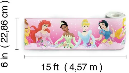 Vista 5 de RoomMates RMK4397BD Disney Princess Dream from The Heart - Papel tapiz para despegar y pegar, color rosa, amarillo, azul, 15 pies (paquete de 2)
