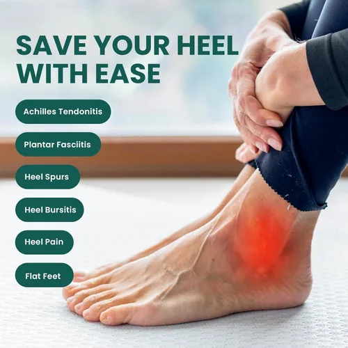 Vista 2 de Welnove Copas de gel para talón con soporte de arco, alivio de fascitis plantar y tendinitis de Aquiles - Mujeres 9.5-13 y hombres 8.5-12