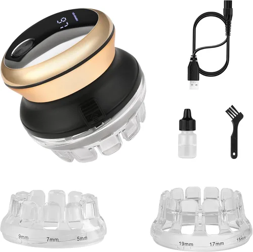 Vista 2 de KEMEI Cortadora de pelo para hombre, kit de corte automático de pelo Dorado