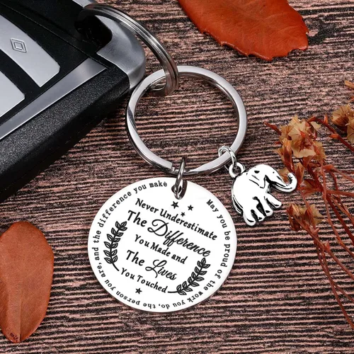Vista 6 de Appreciation Gifts Inspirational Elephant KeychainS Thank You Keyring for Women Teacher Volunteer Employee Gifts