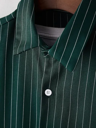 Vista 4 de COZYEASE Camisa con botones para hombre, manga corta, cuello y cuello casual