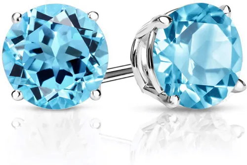 Vista 149 de Gem Stone King Aretes de plata de ley 925 con piedra natal redonda de 0.276 in para mujer