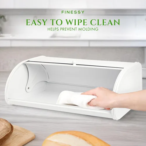 Vista 8 de FINESSY Top grande del rollo de la caja de pan, caja de pan blanca del luxe blanco