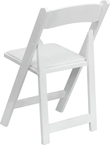 Vista 8 de EMMA + OLIVER Paquete de 2 sillas plegables de madera blanca con asiento acolchado de vinilo Blanco