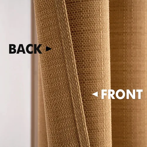 Vista 7 de MIULEE Cortinas texturizadas de lino sintético marrón natural de 84 pulgadas de largo, juego de 2 paneles para sala de estar y dormitorio, tejido